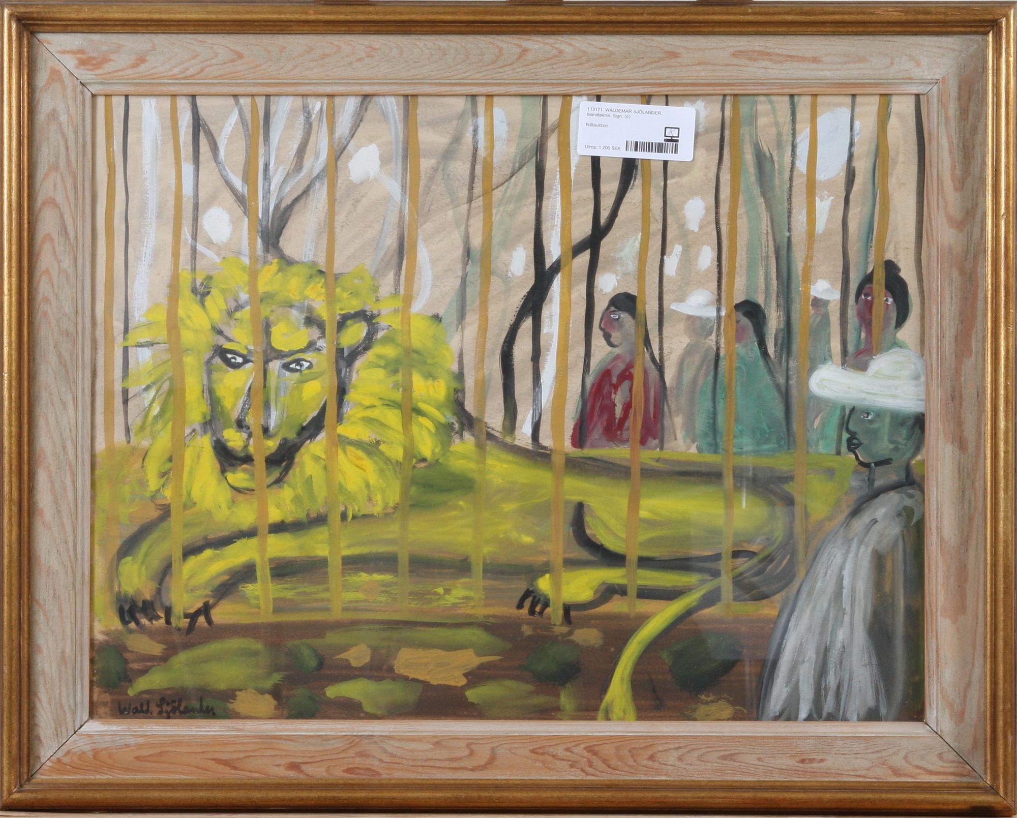 WALDEMAR SJÖLANDER, blandteknik. Sign.