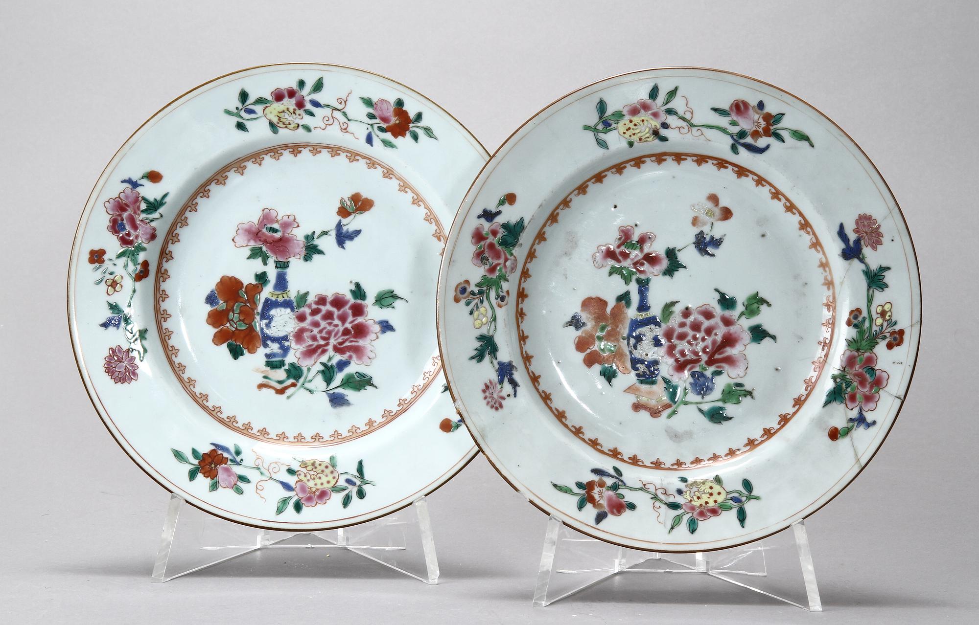 TALLRIKAR, 7 st, porslin, Kina, 1700-tal.