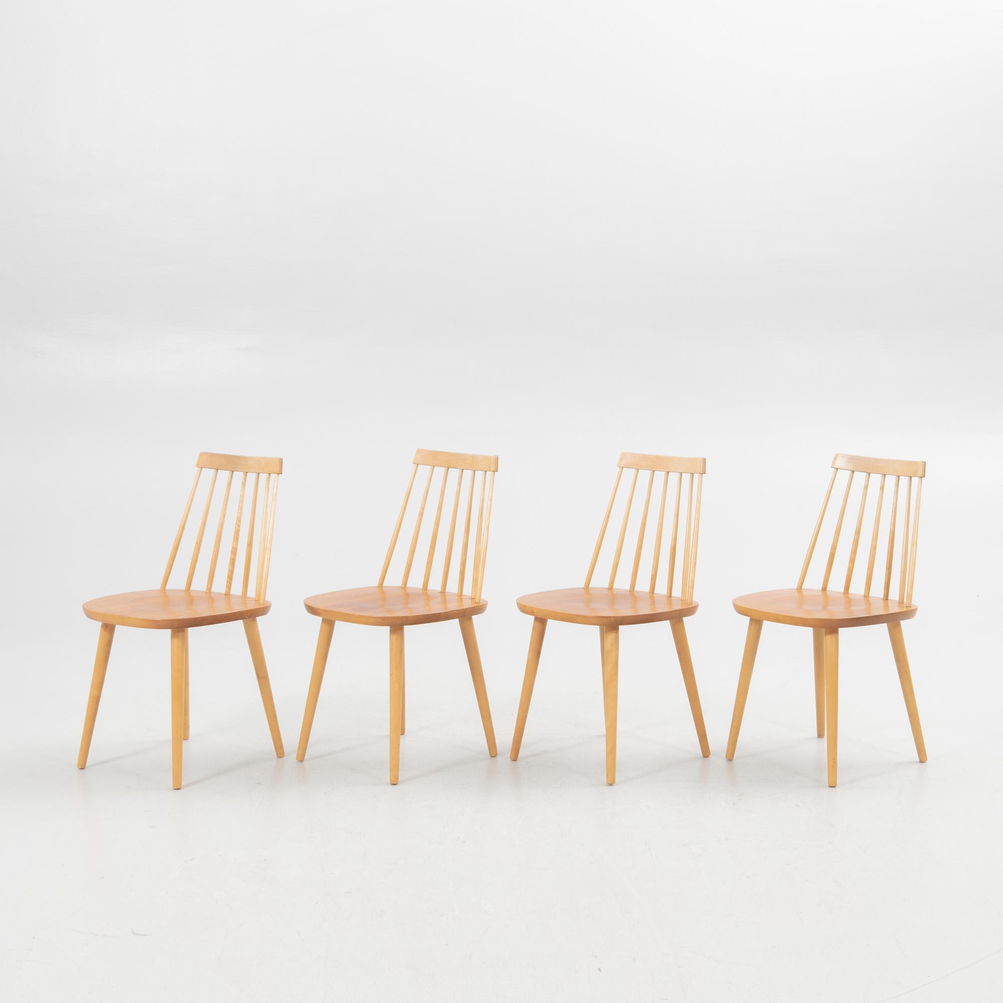 Yngve Ekström, Chairs, 4 pcs, "Pinnockio", Stolab, 1950s/60s.