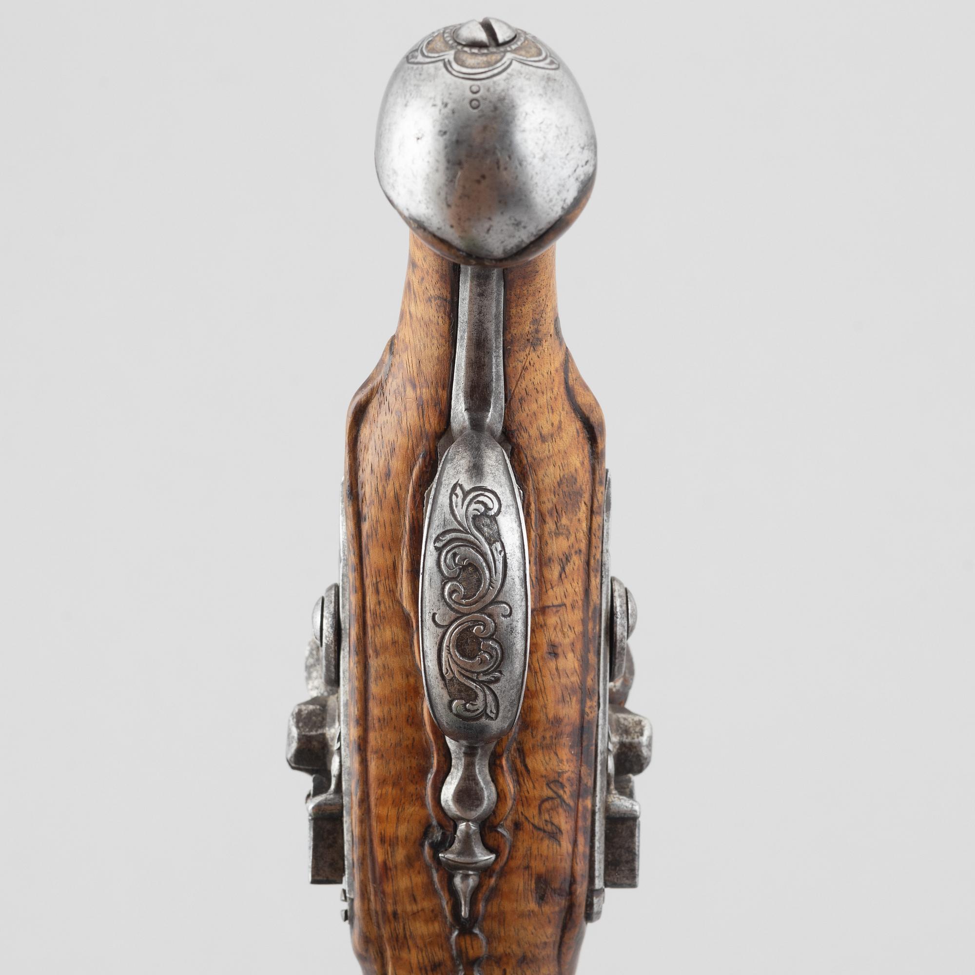 Flintlock pistol, double-barrel, possibly France, second half of the 18th century.