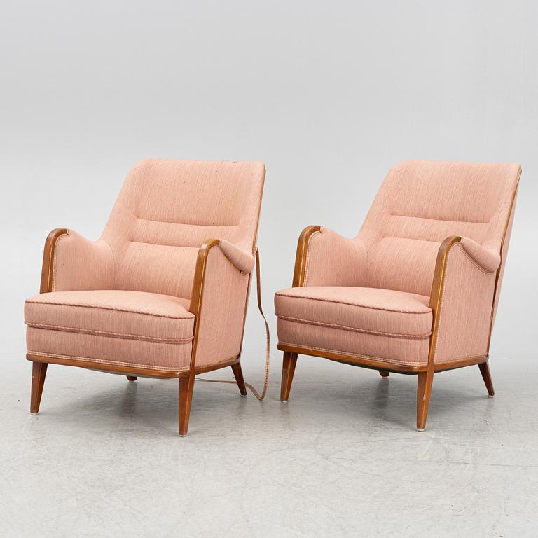 A pair of armchairs, mid 20th Century.