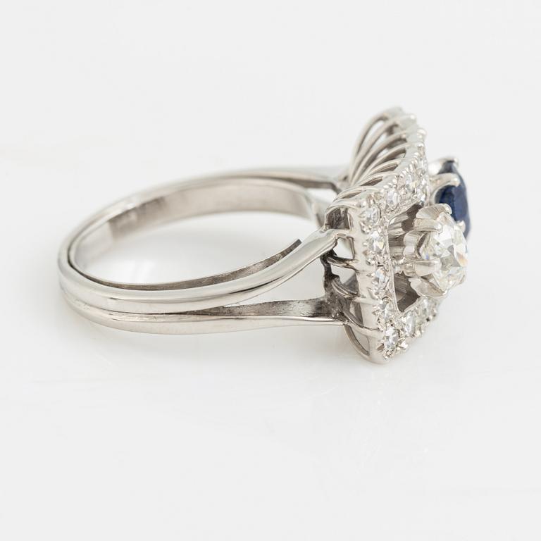Old cut diamond and sapphire ring.