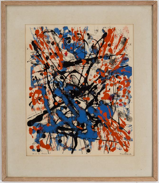 ENDEL KÖKS, partly painted print, signed, numbered 1/1, dated 1960.