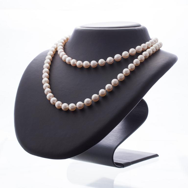 PÄRLCOLLIER, odlade sötvattenspärlor, lås i 14K vitguld.