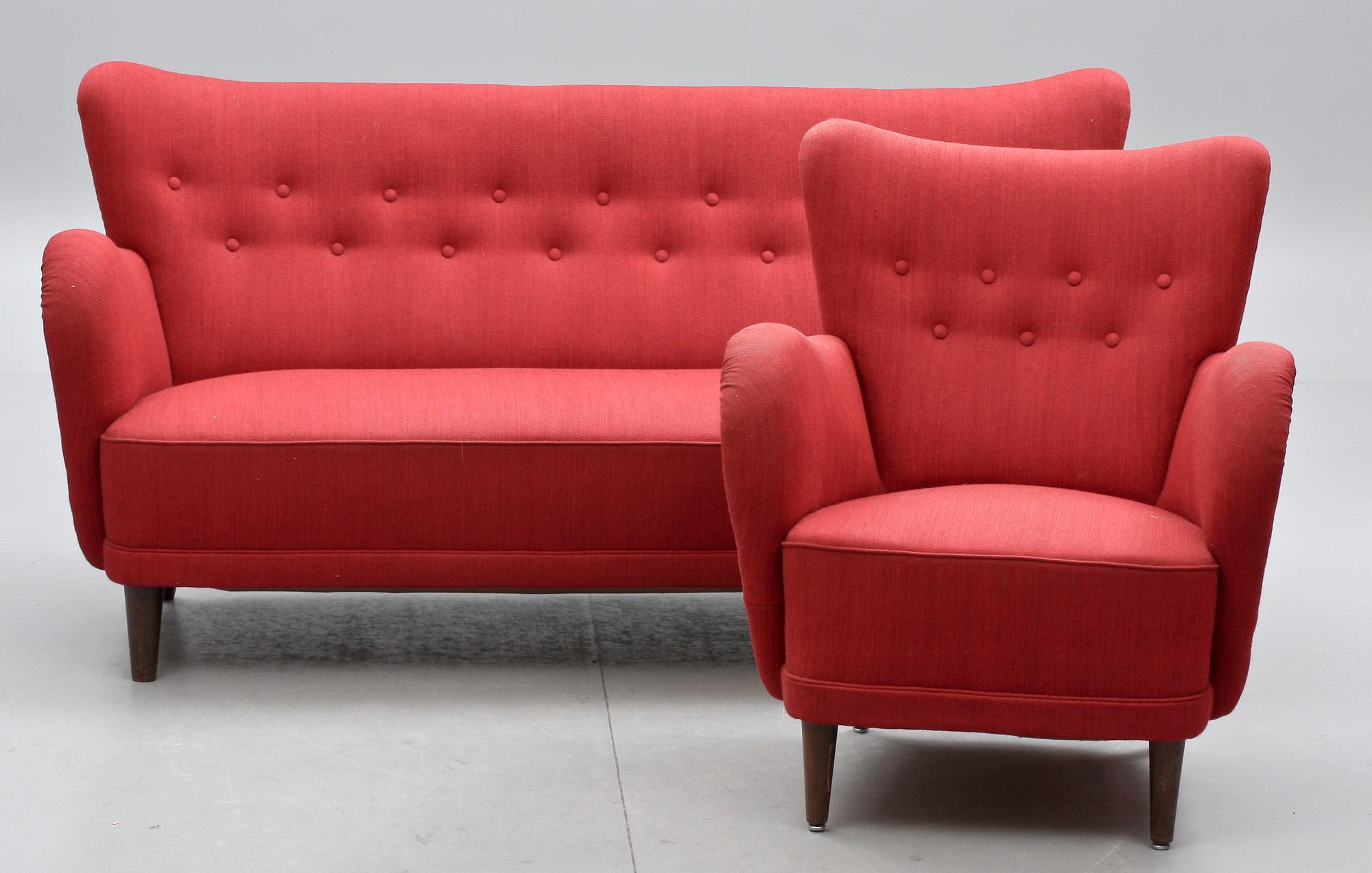 SOFFA samt FÅTÖLJ, 1900-tal.