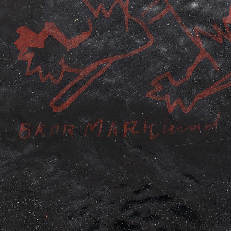 A brass and enameled coffee table, 1970's signed Bror Marklund.