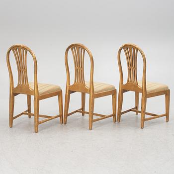 Three late Gustavian chairs, Sweden, around 1800.