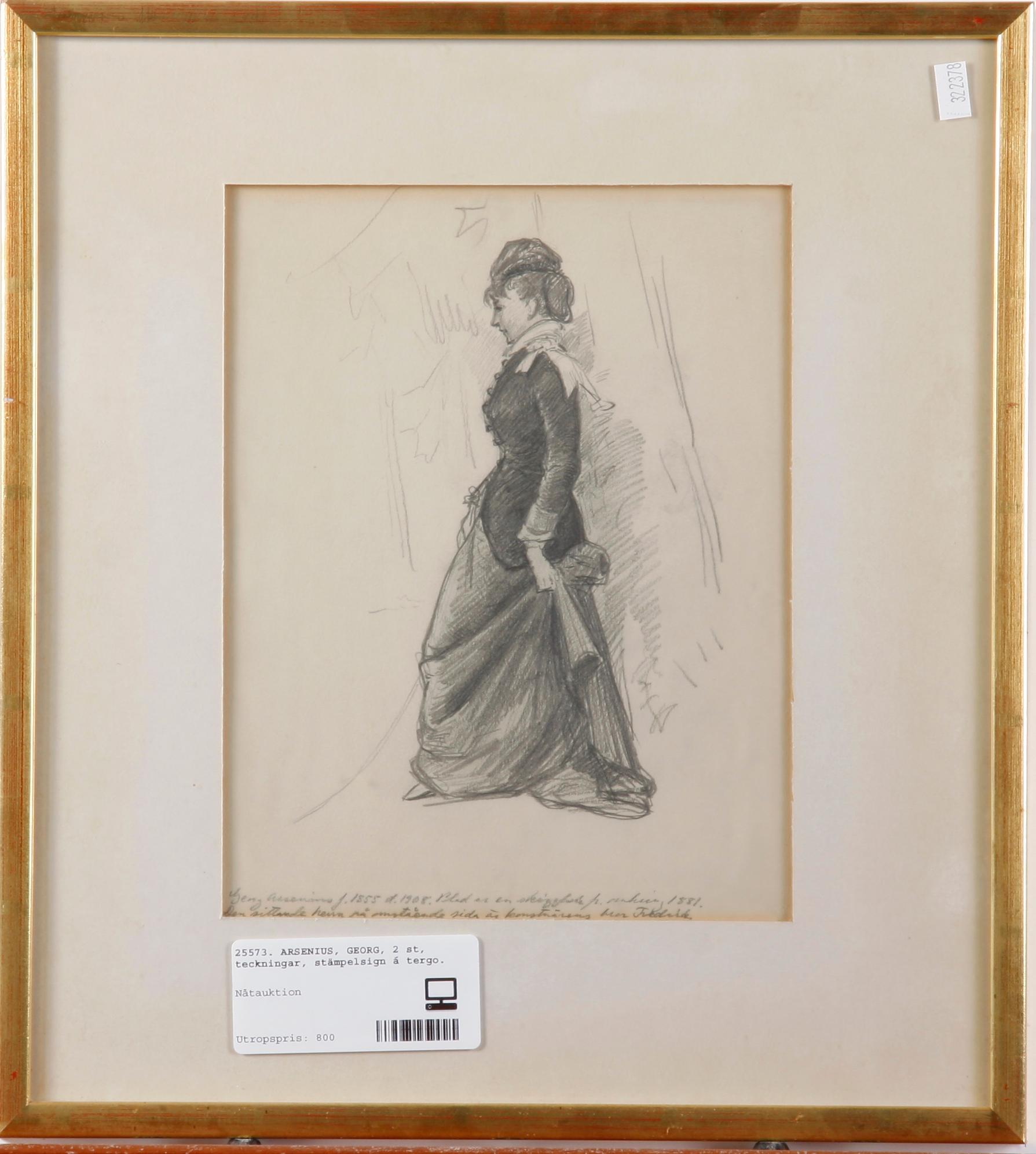 ARSENIUS, GEORG, 2 st, teckningar, stämpelsign á tergo.