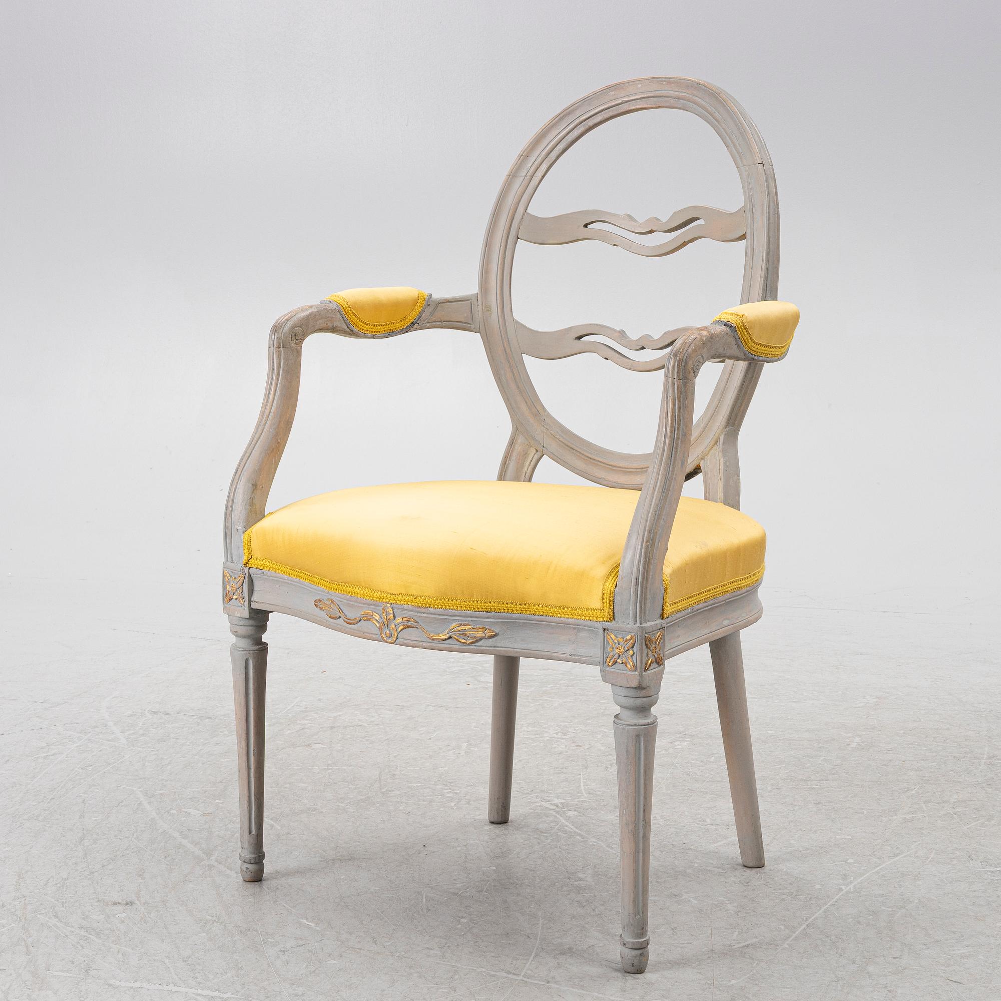 Armchair, so-called laughter chair, 18th century, Gustavian.