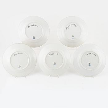 Tallrikar, 10 st, porslin, "Flora Danica" (Hausmålerai), Royal Copenhagen, Danmark.