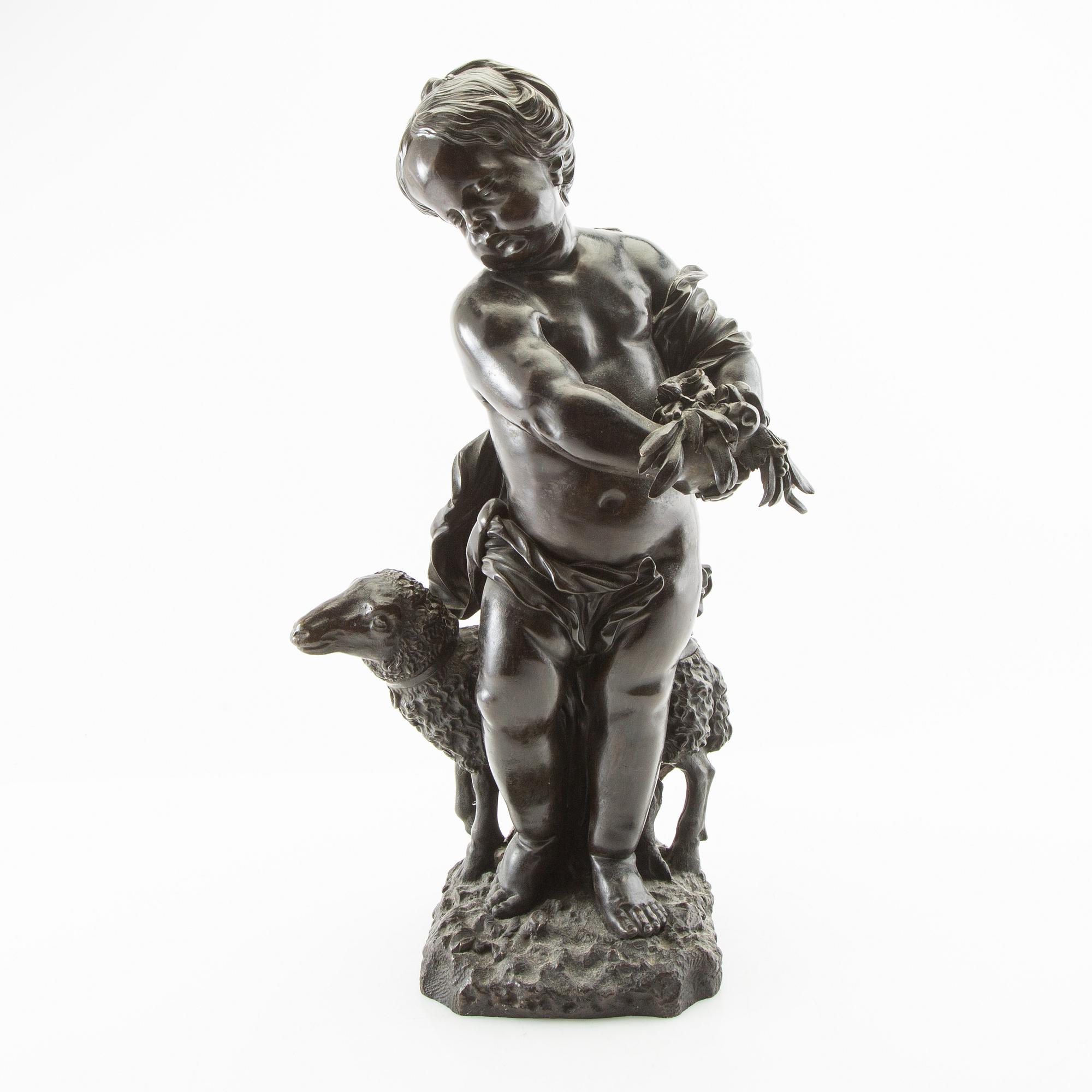 Unknown artist 19th/20th century, sculpture Putto with sheep.