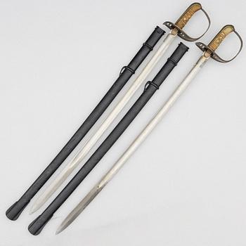 Two cavalry sabres, Swedish, m/1867 with scabbard.