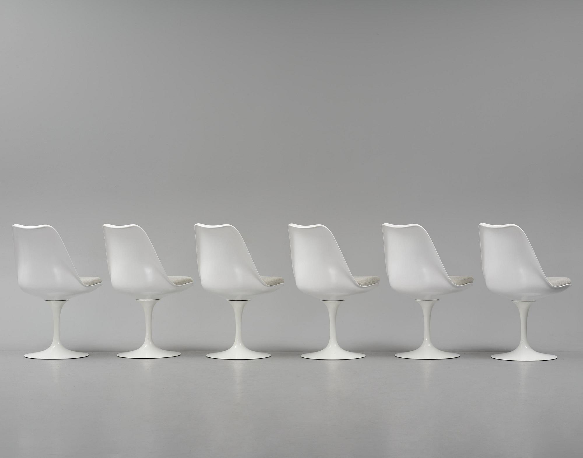 Eero Saarinen, a set of six "Tulip" chairs, Knoll Studio, 2010.