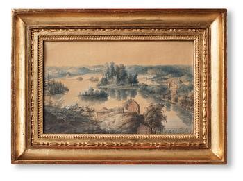 732. Johan Adam von Gertten (Gerdten), Landscape with lake and buildings.