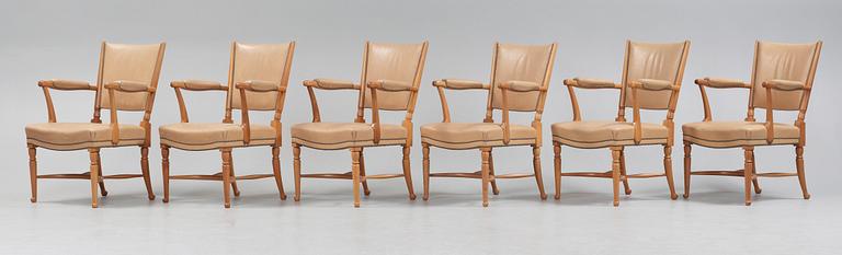 A set of six Josef Frank mahogany dining chairs, model 725, Svenskt Tenn.