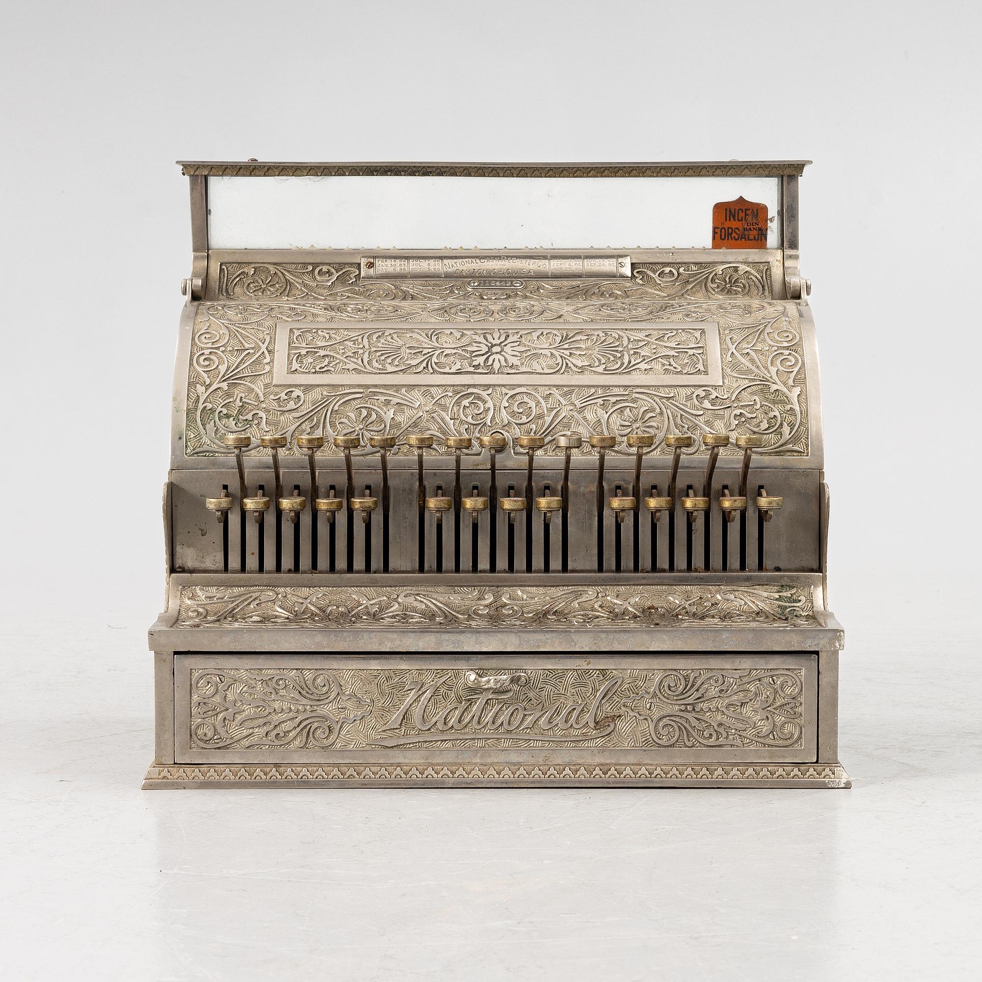 Kassaapparat, modellnummer 37, National Cash Register Co, USA, omkring år 1900.