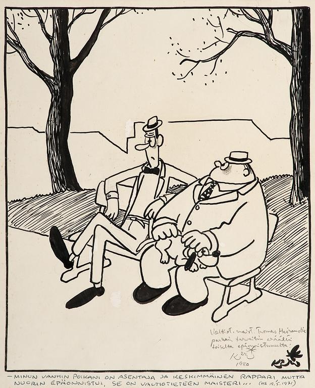 KARI SUOMALAINEN, teckning, sign. och dat. 1980.