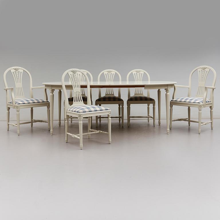 MATGRUPP, 7 delar, gustaviansk stil, 1900-talets andra hälft.