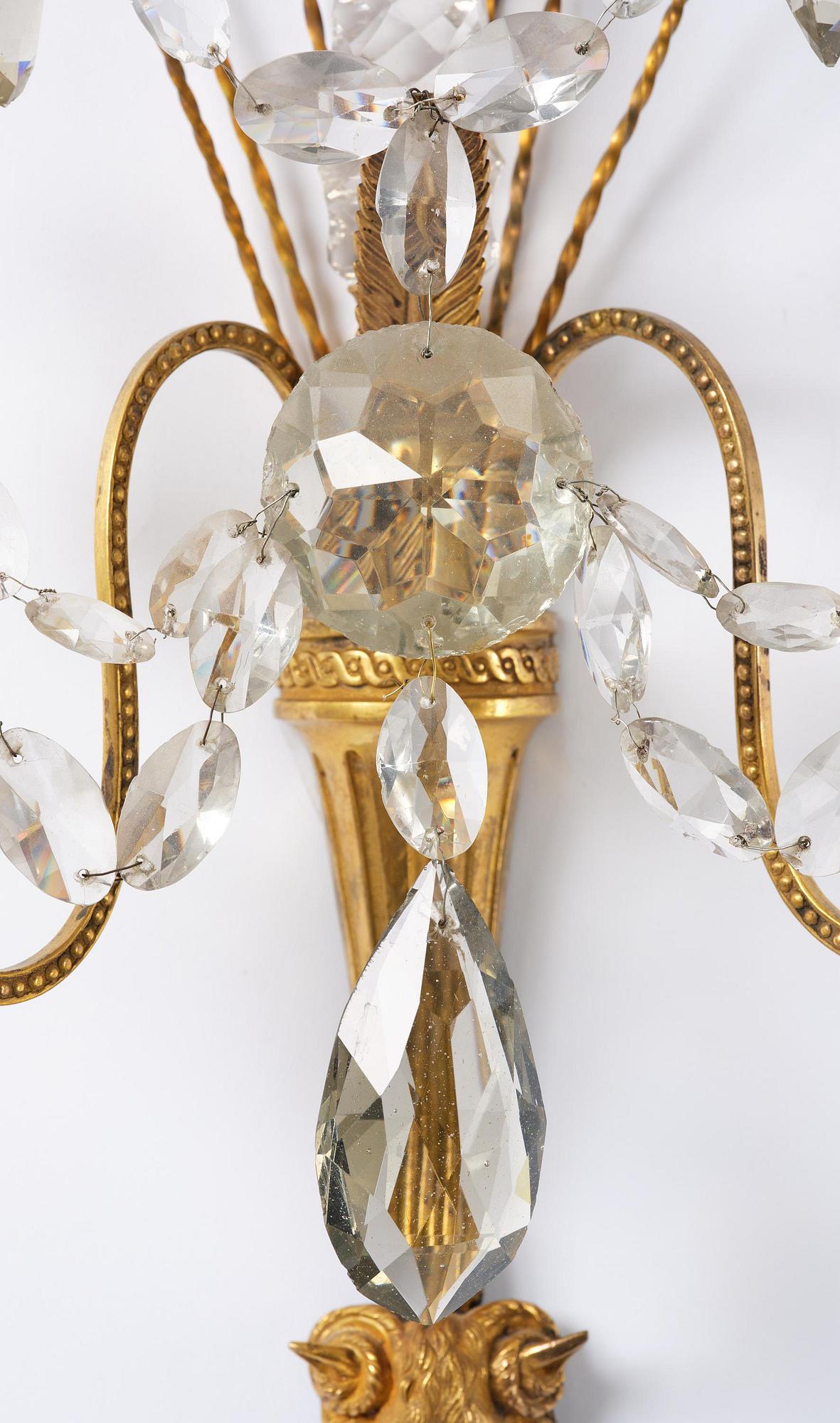 Vägglystrar, ett par, för två ljus, 1800-tal, Louis XVI-stil.