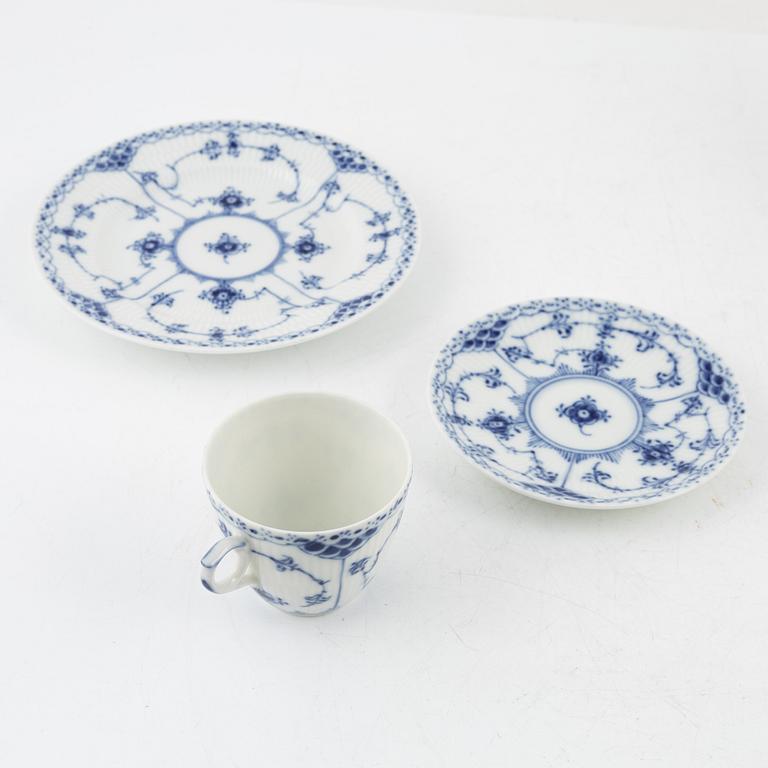 A 26-piece porcelain coffee sevice, half lace 'Musselmalet', Royal Copenhagen, Denmark.