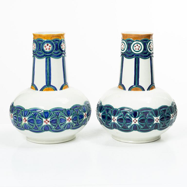 Alf Wallander, Vases, a pair, Art Nouveau, Rörstrand, early 20th century.