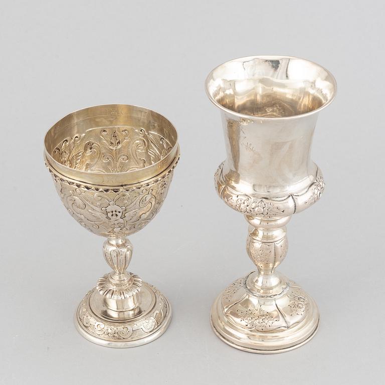 Two 19th century silver cups.