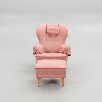 Carl Malmsten, Armchair with footstool, "The Giant Toad", second half of the 20th century.