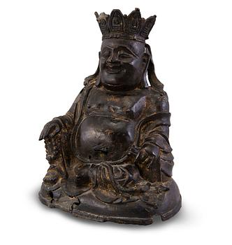 38. A BUDAI BRONZE FIGURE, Qing dynasty, 17th/18th Century.