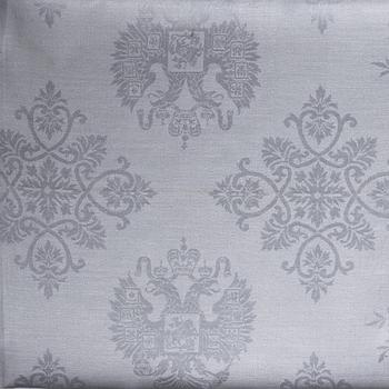 NAPKINS, 6 pieces. Linen damask. Russia, woven a crowned Russian N II (tsar Nikolaj II) and 1909-1910.