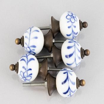 A set of five 'Blue Fluted' porcelain knobs, Royal Copenhagen.