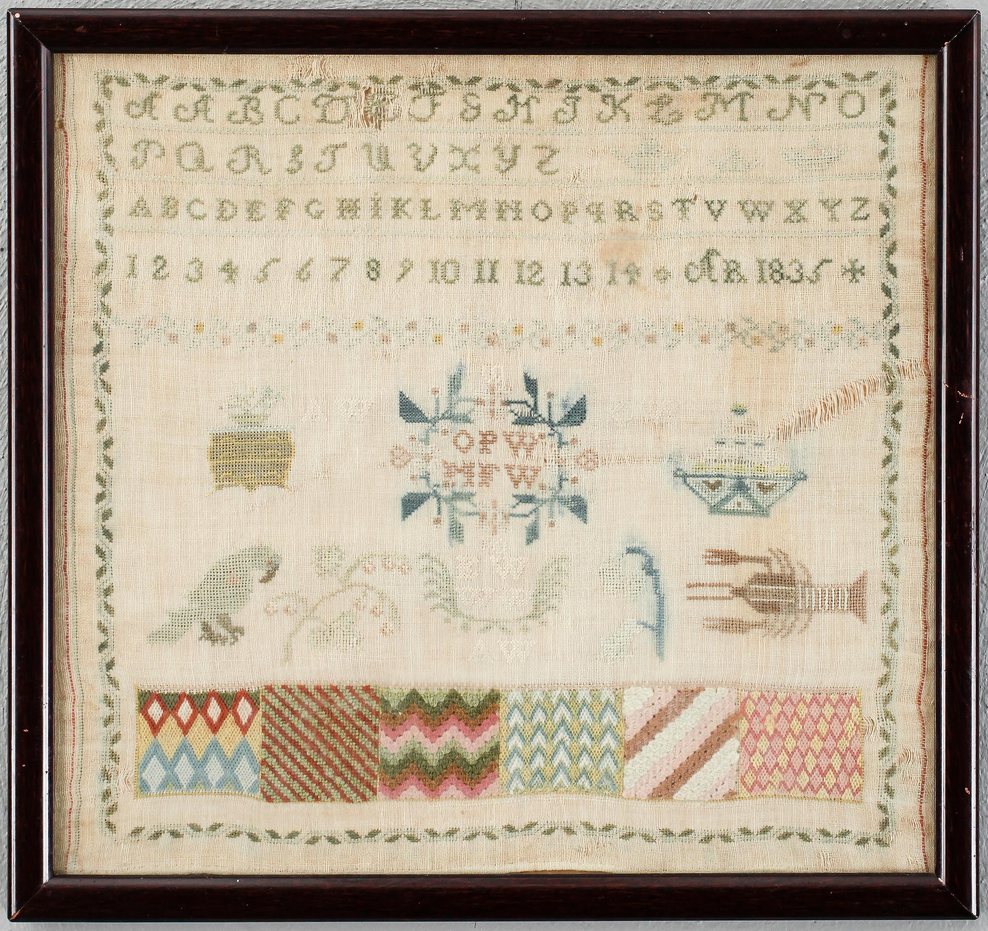 BRODERI, daterad 1835.