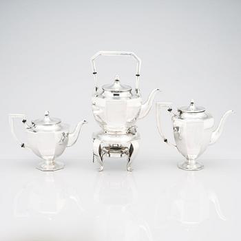 A box with a Japanese silver tea and coffee service by Miyamoto Shoko, Tokyo, early 20th Century.