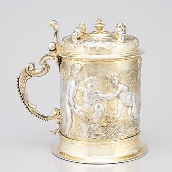 Abraham I Drentwett, praktkanna, silver, Augsburg 1645-50. Barock.