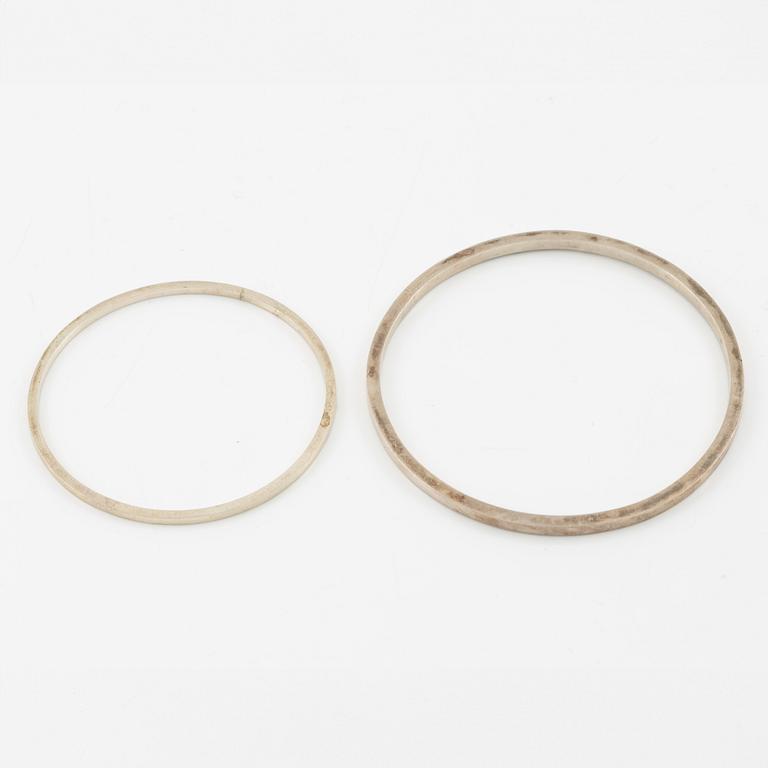 Lars Arby, five arm rings, sterling silver, Gothenburg 1963, 1966 and 1967.