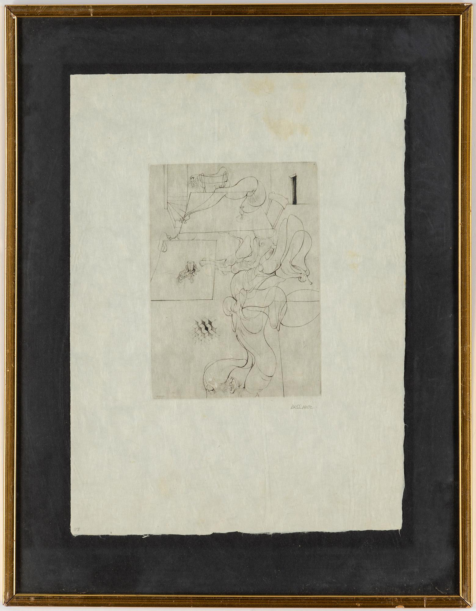 HANS BELLMER, etsning, 1961, signerad med blyerts.