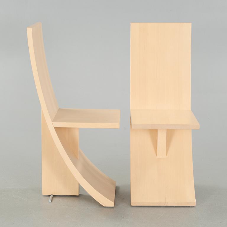 Five postmodern chairs, 1980/90s.