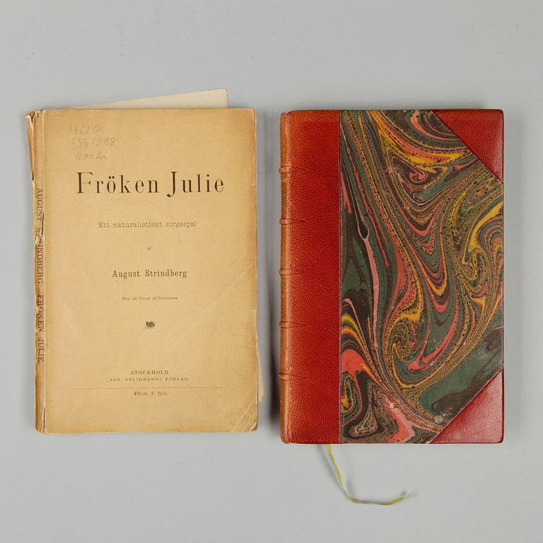 BOK, 2 exemplar, "Fröken julie" av August Strindberg, Stockholm 1888.