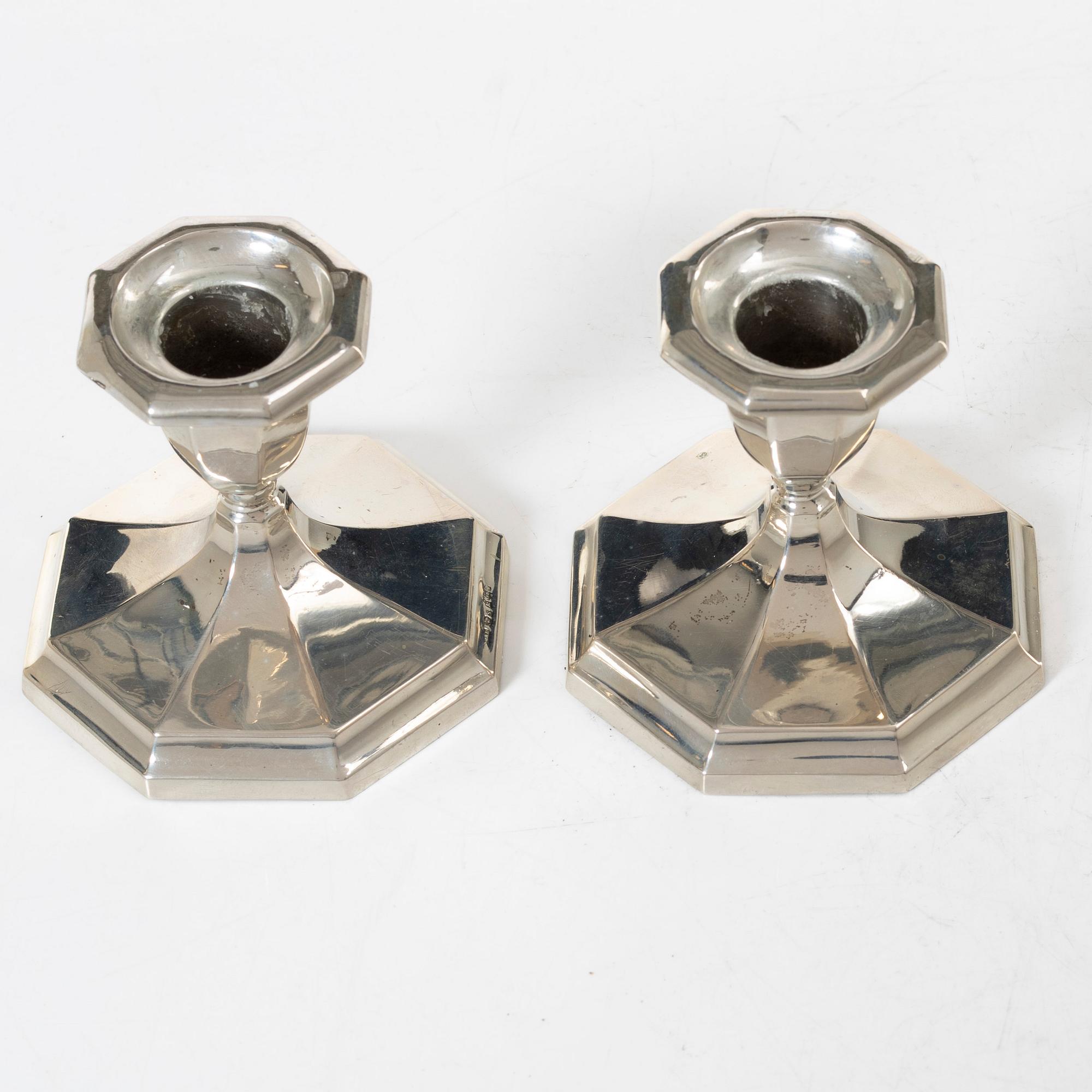 A pair of silver candelsticks, GAB, 1928.