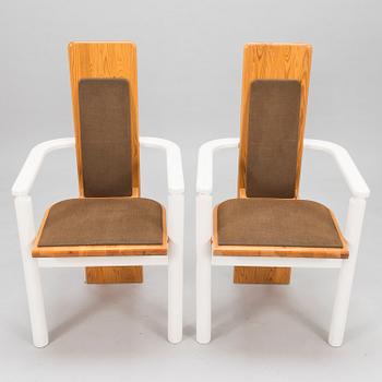 EERO AARNIO, PÖYTÄ JA TUOLEJA, 9 kpl, "Viking", Pan Puu, 1980-luvun alku.