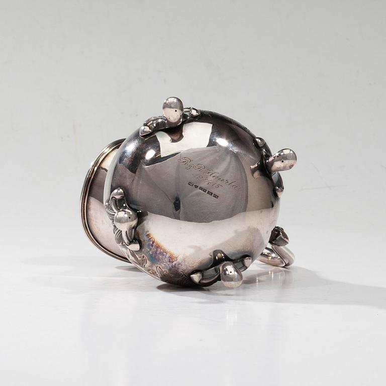 KAFFESERVIS, 3 delar, silver, Auran Kultasepät, Åbo 1915-1916. Tot. vikt ca 1290 g.