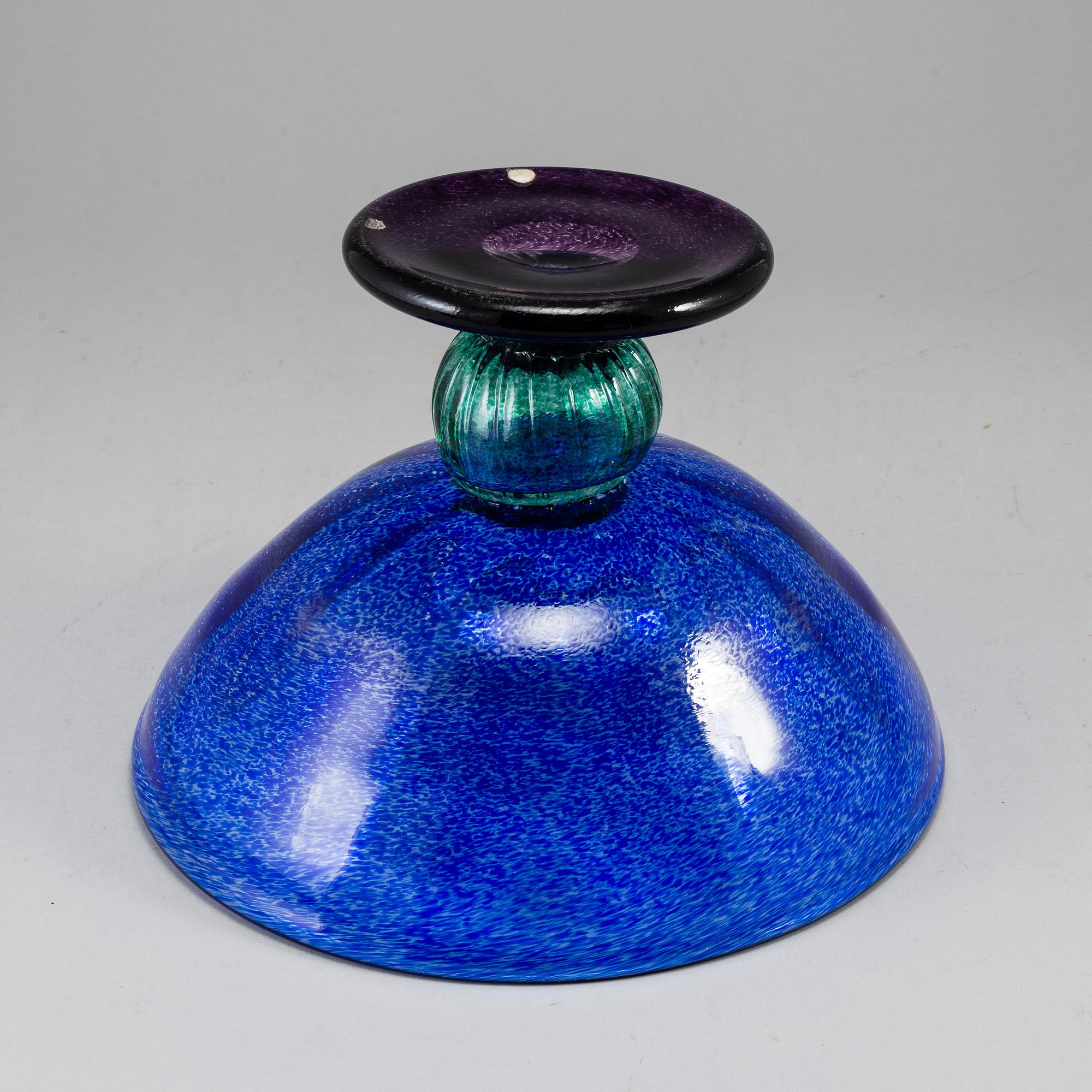 A Gunnel Sahlin footed glass bowl, for Kosta Boda, signed.