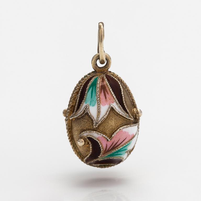 A glided silver egg pendant with enamel. Soviet union.