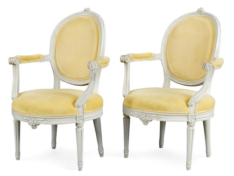 A pair of Gustavian 19th century armchairsl.