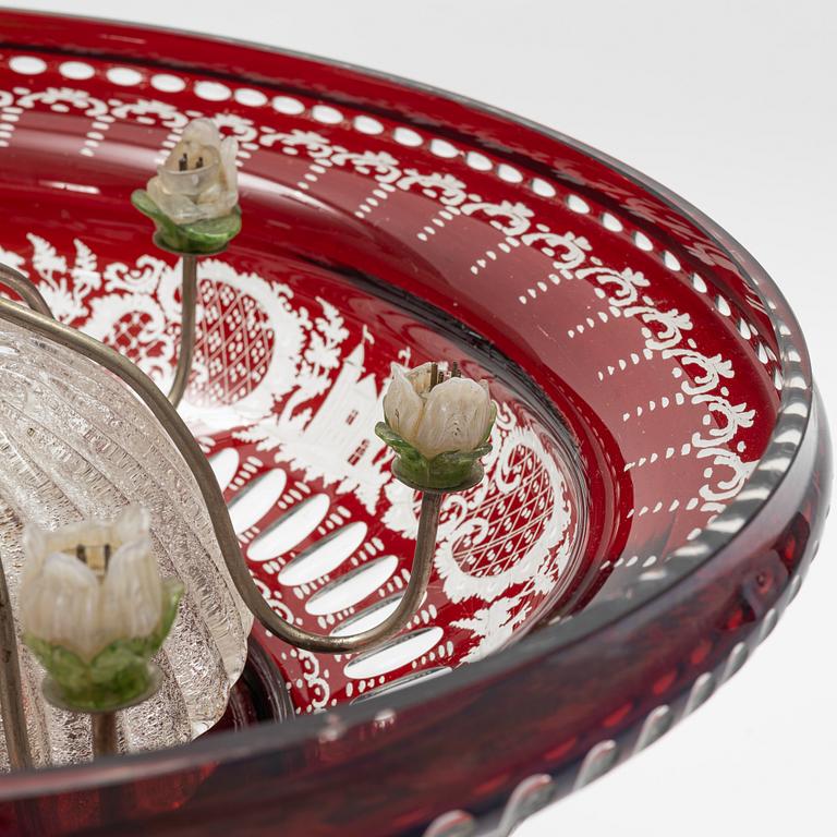 Fountain, Bohemian glass, mid-19th century.