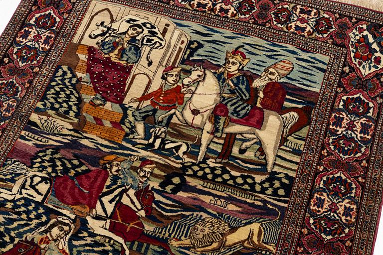 A pictoral Kashan rug, Central Persia, Souf, c. 201 x 142 cm.