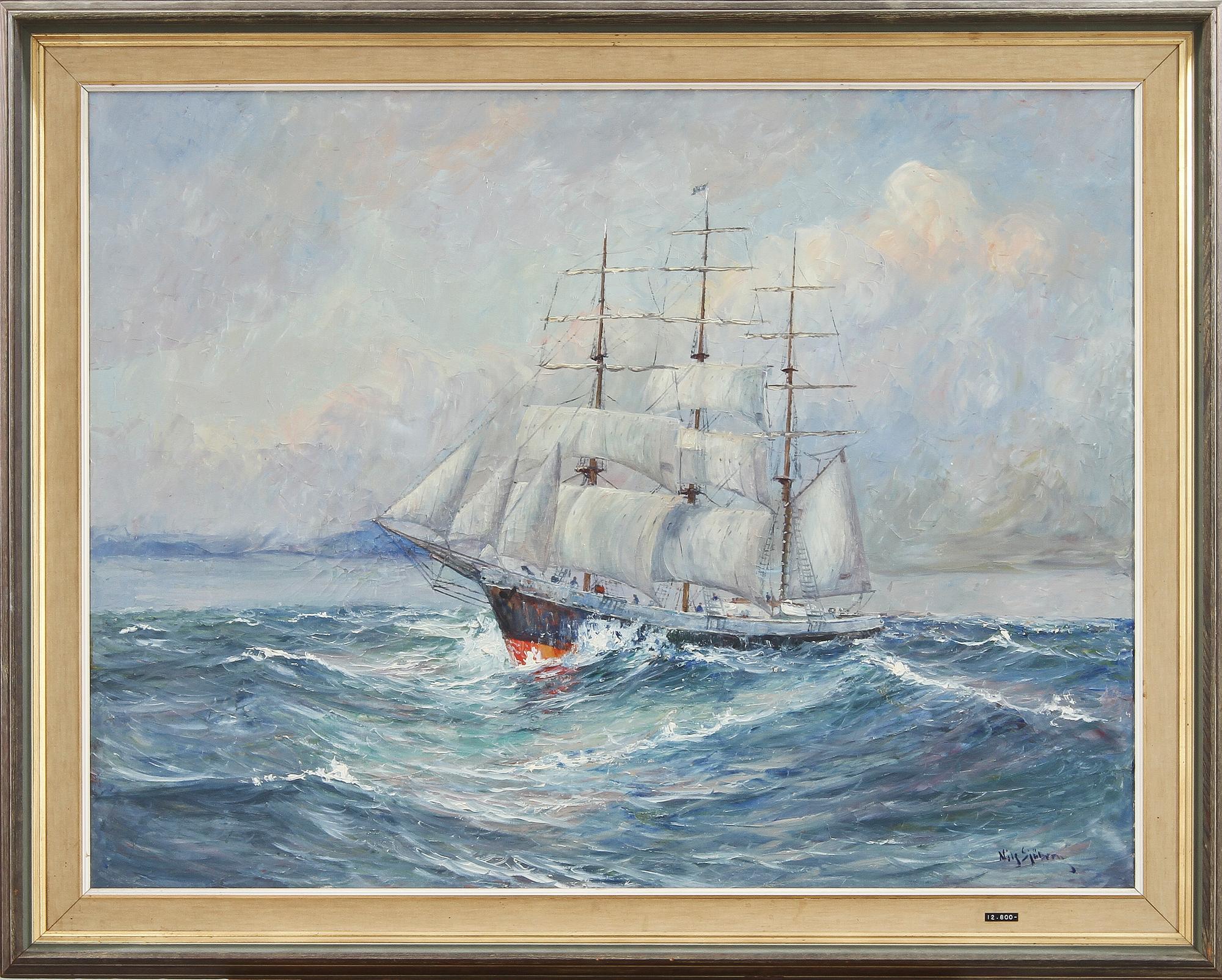 OKÄND KONSTNÄR, olja på duk, sign Nils Sjöberg ?, 1900-tal.
