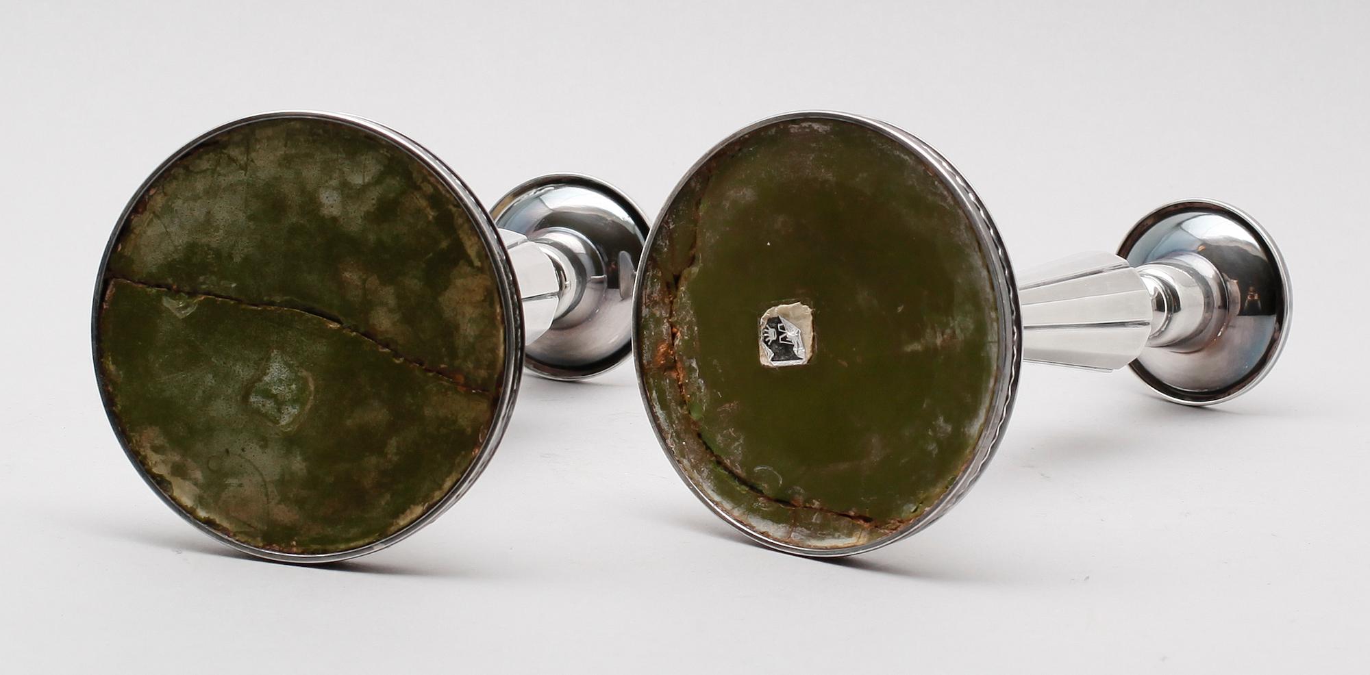LJUSSTAKAR, 1 par, silver, MGAB, Uppsala 1963.