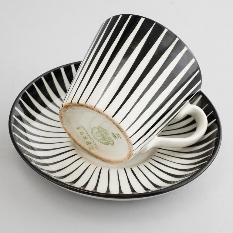 KAFFEKOPPAR, 5 stycken, porslin, "ZEBRA" Uppsala Ekeby Gefle, 1900-tal.