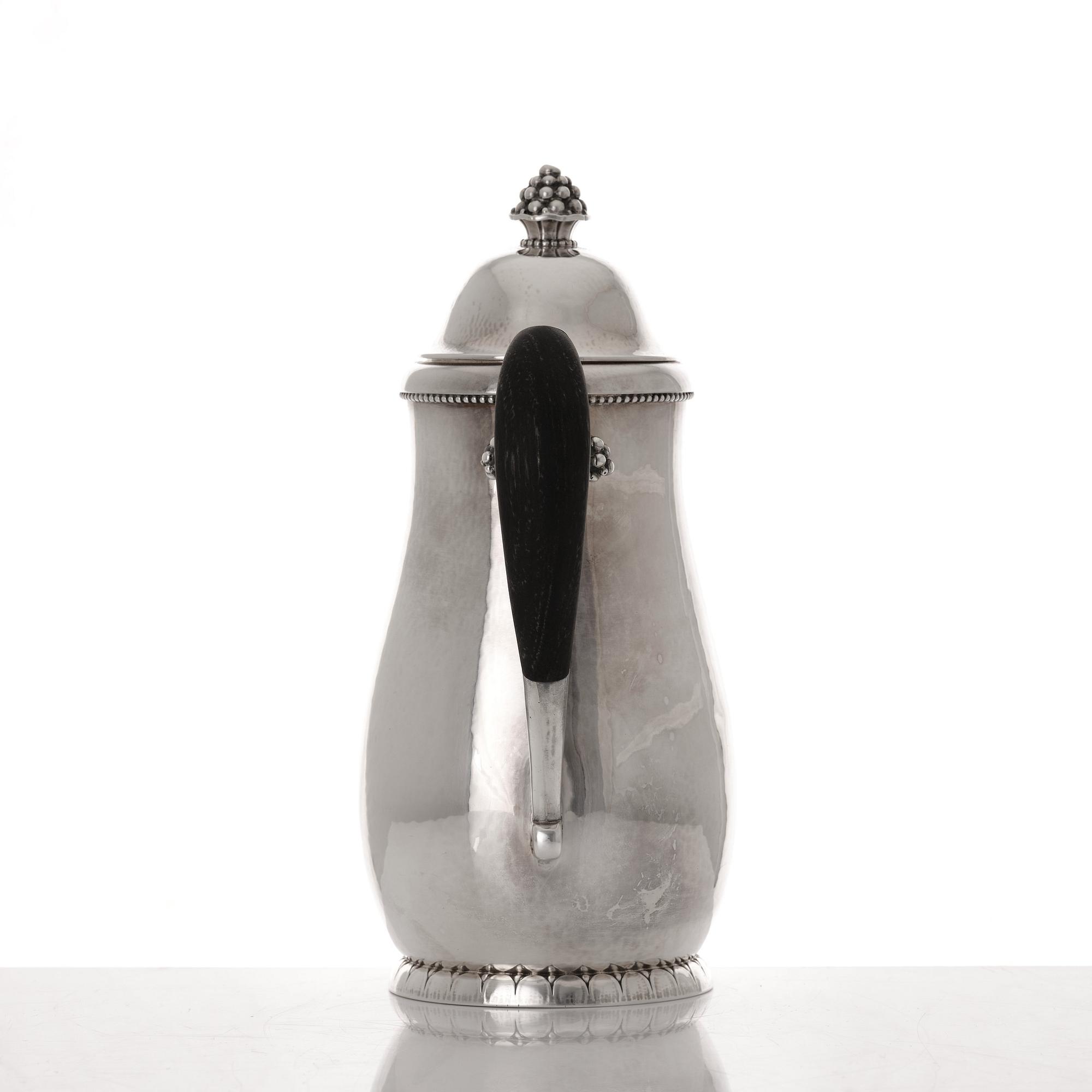 Georg Jensen, a three pieces sterling silver coffee service, Copenhagen, 1925-44, design nr 32A + C.