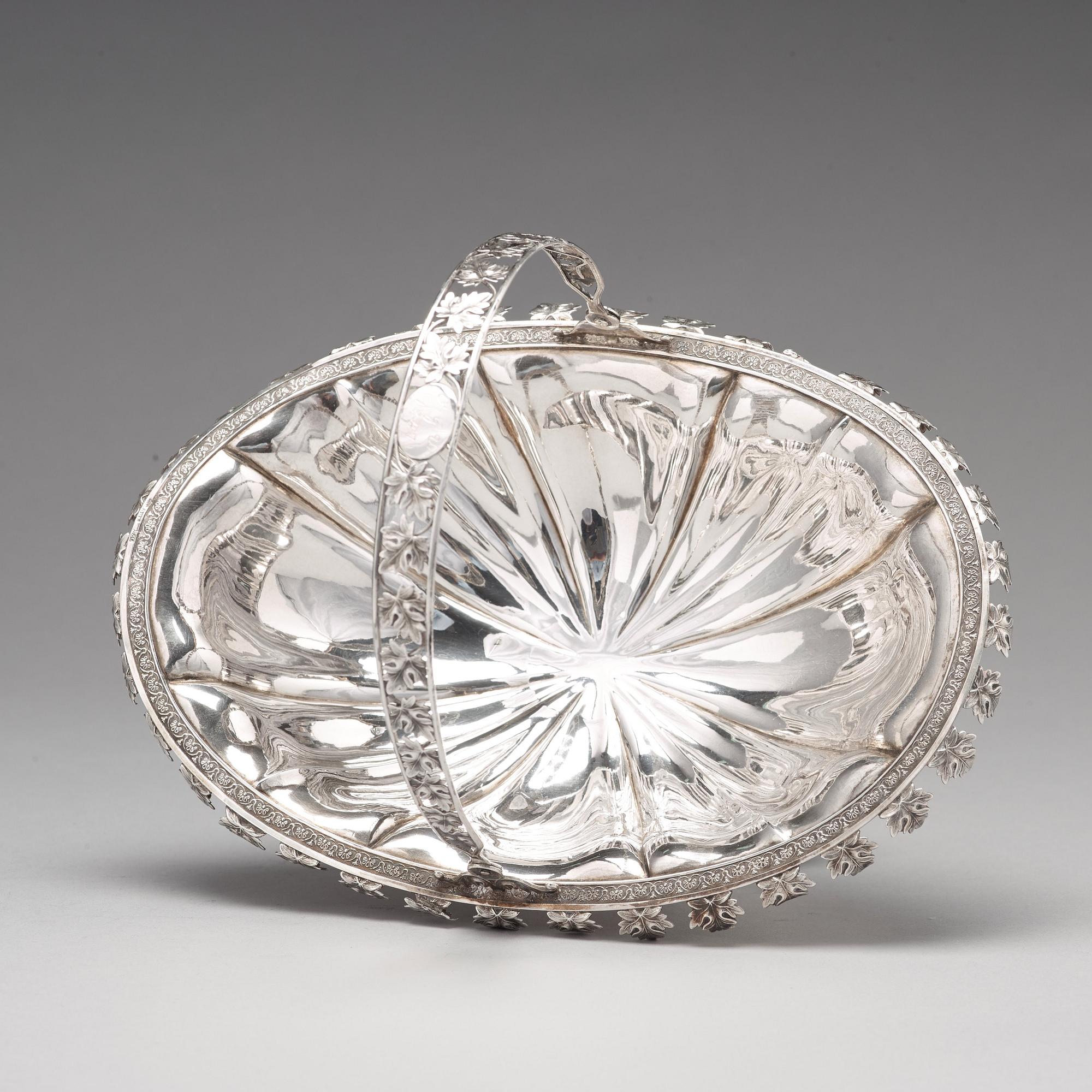 A Finnish silver bread basket marks of Olof Robert Lundgren, Åbo 1847.